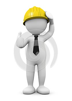 3d man with work safety helmet