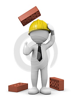 3d man with work safety helmet