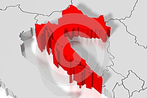 Croatia - political map, red country shape, borders