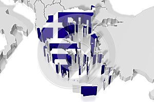 3D map, flag - Greece