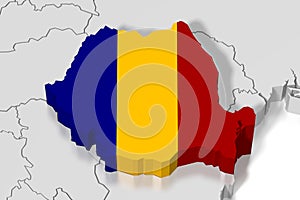 3D map, flag - Romania