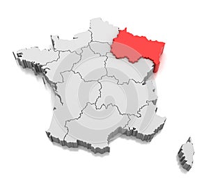 Map of Grand Est region, France photo