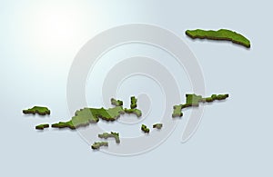 3D map green of British VirginIslands on White background