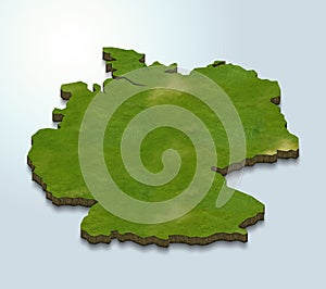3D map green of gemany on White background