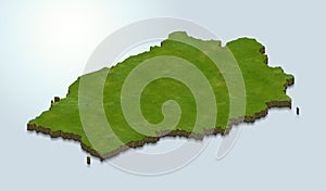 3D map green of StHelena on White background photo
