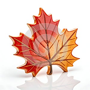 3D Maple Leaf Icon Isolated on White Background