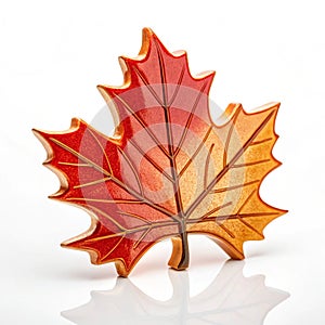 3D Maple Leaf Icon on White Background