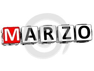 3D Marzo Block Text on white background photo