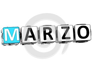 3D Marzo Block Text on white background photo