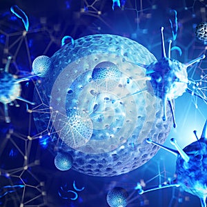 3d medical background with viruses ,bacteries and cells