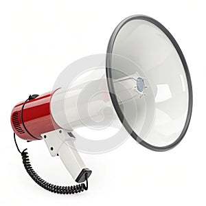 3D megaphone bubble isolated on white background photo