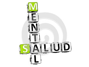 3D Mental Health Mental Salud Crossword on white background photo