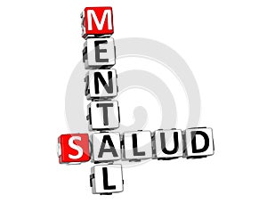 3D Mental Health Mental Salud Crossword on white background photo