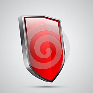 3d metal red shield icon