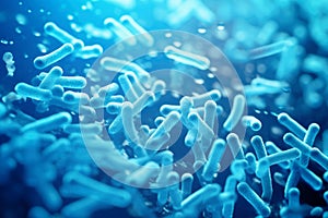 3d Microscopic Blue Bacteria Close Up