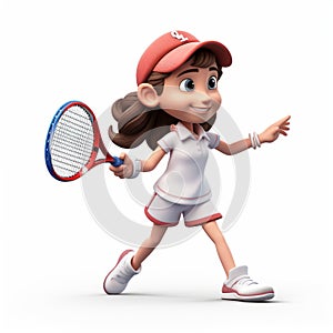3d Mila Tennis Player Isolated On White Background photo