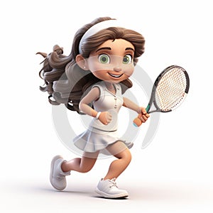 3d Mila Tennis Player Isolated On White Background photo