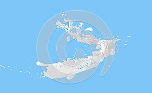 3d milk ripple splash isolated on blue background. 3d render illustration