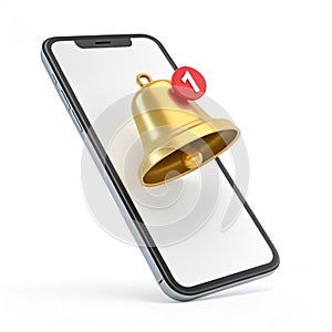 Mobile notification 3D icon isolated on white background photo