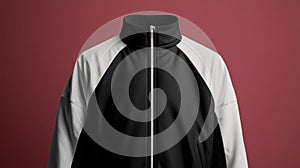 3D Mockup of a Black and White Color-Blocked Jacket
