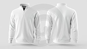 3D Mockup of a White Quarter-Zip Pullover Sweater