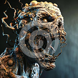 3D Model Abstract Art of Utterly bonechilling metamorphic abstract Halloween monster mutation