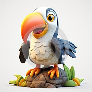 Little Cute Toucan - High-quality 3d Model In Fantasy Style photo