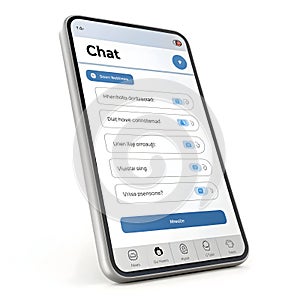 3D chat front isolated on white background photo