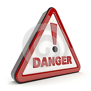 3D danger icon isolated on white background photo