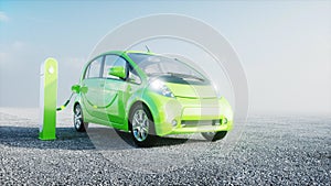 3d model of electric new cars in stock. Car dealership Cars For Sale. Ecology concept. 3d rendering. photo