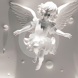 3d model enfant angel , white color, tranquility photo