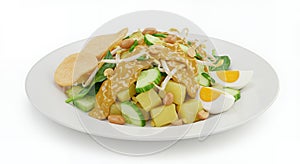 3D Model Gado Gado Indonesian Salad On White Plate photo