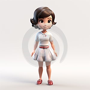 Charming 3d Cartoon Girl Model In White Blouse - Ava photo