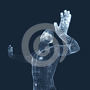 3D Model of Man. Human Body. Design Element. Vector Illustration