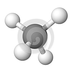 Methane molecule isolated over white