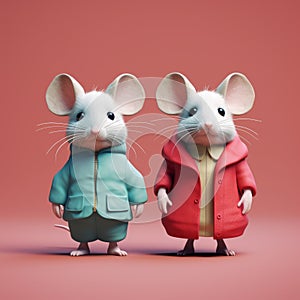 Minimalist 3d Mice: Charming Characters In Winter Coats photo