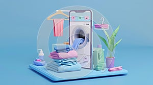 3D model of Mobile app for ondemand laundry booking and tracking