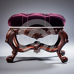 Stunning Velvet Victorian Foot Stool With Golden Frame - Uhd Image photo