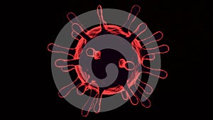 3D model of red Coronavirus on a black background