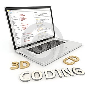 3D coding isolated on white background