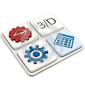 3D coding isolated on white background
