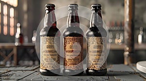 3D model of Rustic and vintage inspired beer bottle labeling photo