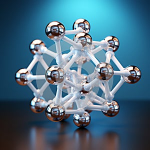 Super Detailed 3d Render Of Aluminum And Silver Molecule Sphere photo