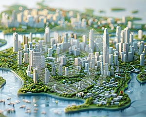 3D model of a smart city focusing on regeneration and innovative urban planning photo