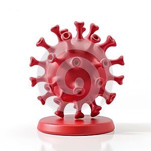 3D Render of Red Virus Model on Stand