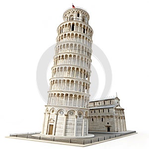 3D model of the Tower of Pisa isolated on white background