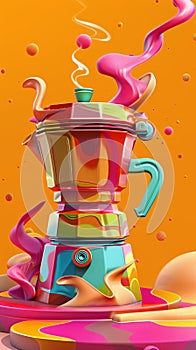 168 3D model of a vibrant coffee maker icon with smooth textures