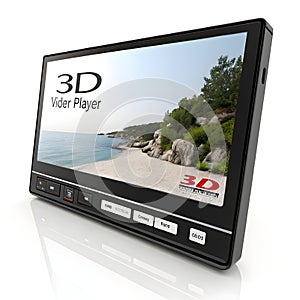 3D video player isolated on white background