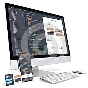 3D web development isolated on white background