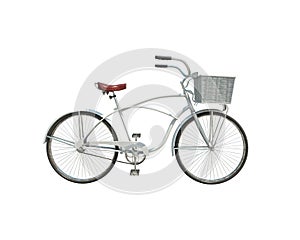 3d model of white retro bicycle isolated on white background
